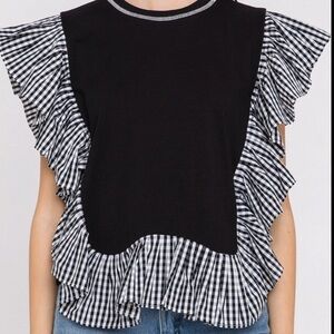 English Factory Ruffle Sleeve Top